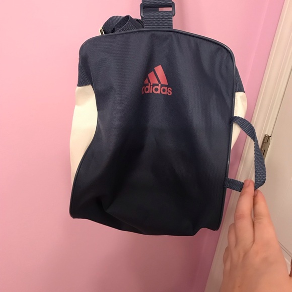 Adidas Diablo Small Duffel Gym Bag Shoulder Strap Off White Pink Ink Blue - Picture 3 of 9